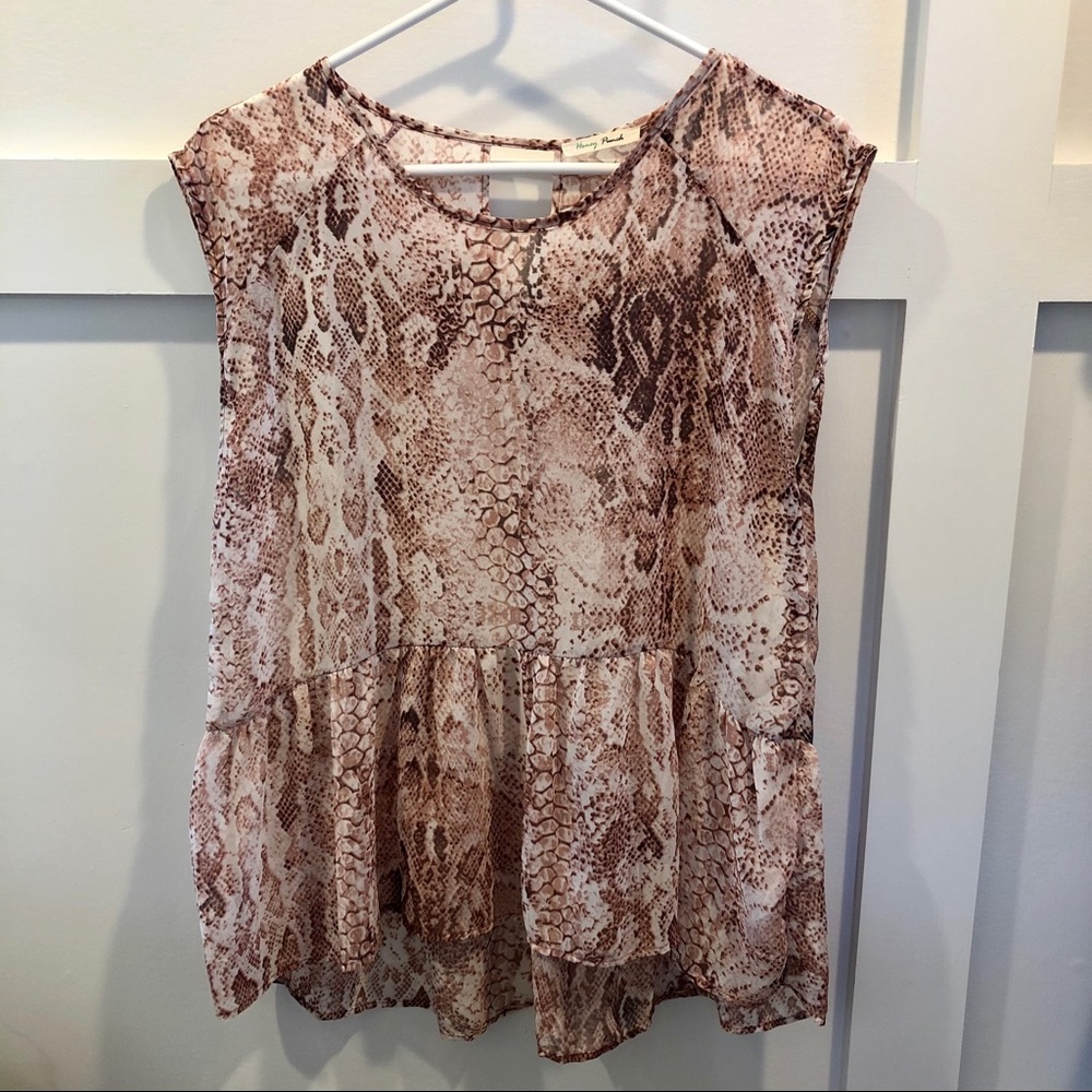 Honey Punch sheer pink snakeskin blouse